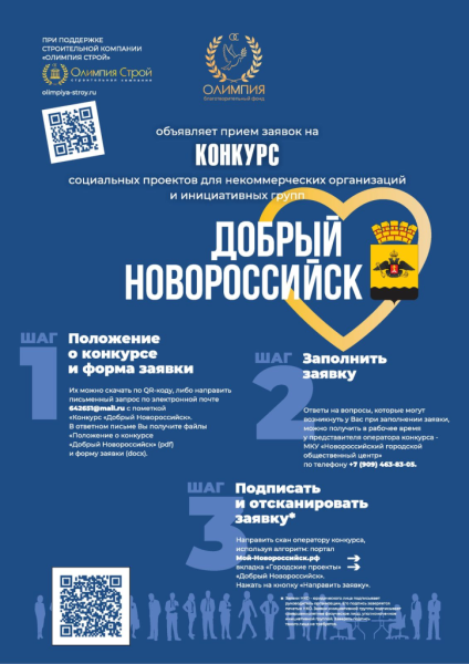 «Добрый Новороссийск»: продолжается приём заявок на общественный грантовый конкурс социальных инициатив от СО НКО и инициативных групп жителей города-героя