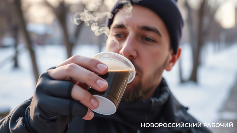 Курить и пить кофе на холоде – очень вредно!
