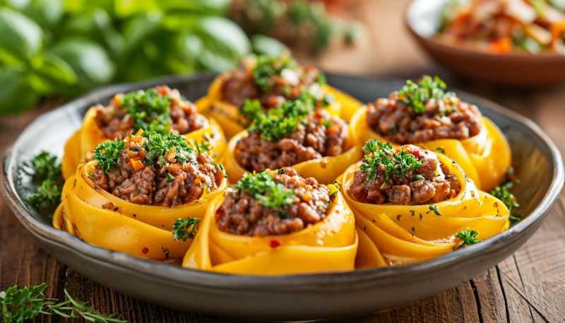 Макаронные гнёзда с фаршем – просто и вкусно