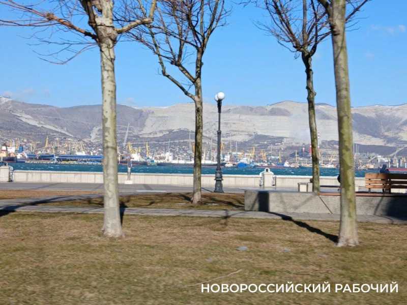 В норд-ост в Новороссийске горожане выходят фотографировать замерзшую набережную