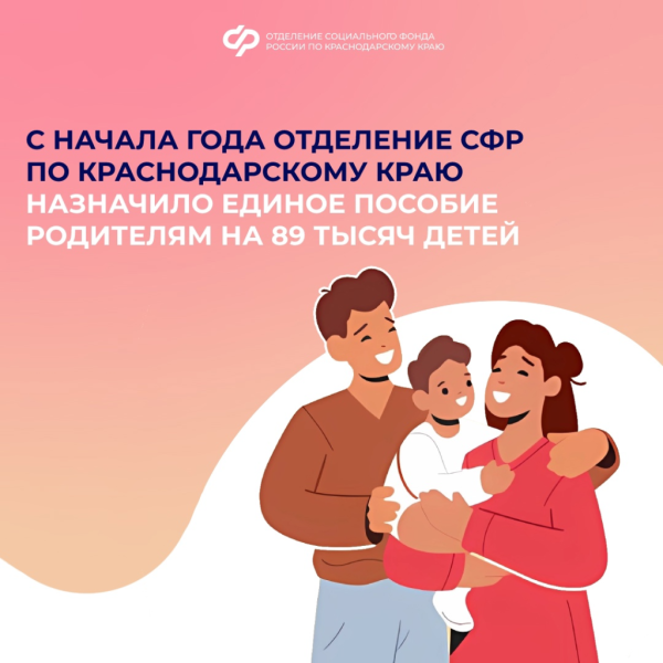 С начала 2025 года Отделение СФР по Краснодарскому краю назначило 5,6 тысячи работающих родителей пособие по уходу за ребёнком до полутора лет