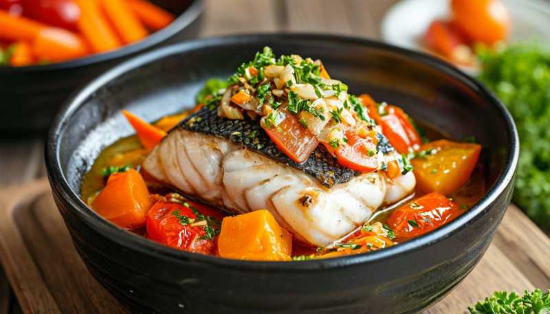 Рыбка с овощами в духовке