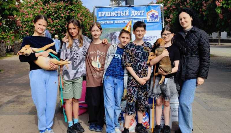 В Новороссийске учащиеся полицейского класса и члены Общественного совета при ведомстве посетили приют для бездомных животных
