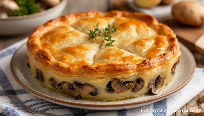 Картофельно-грибной запечённый пирог (без теста)