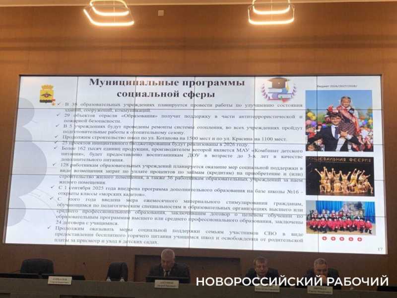 Ремонт школ, стадионов и бывшей синагоги, выплаты врачам, ветеранам и детям-сиротам. На что Новороссийск будет тратить бюджетные деньги в 2026 году&nbsp;