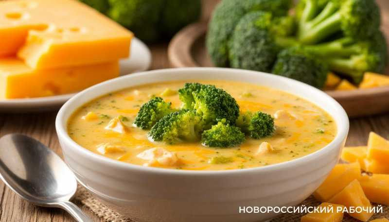 Сливочный суп с сыром, брокколи и курицей