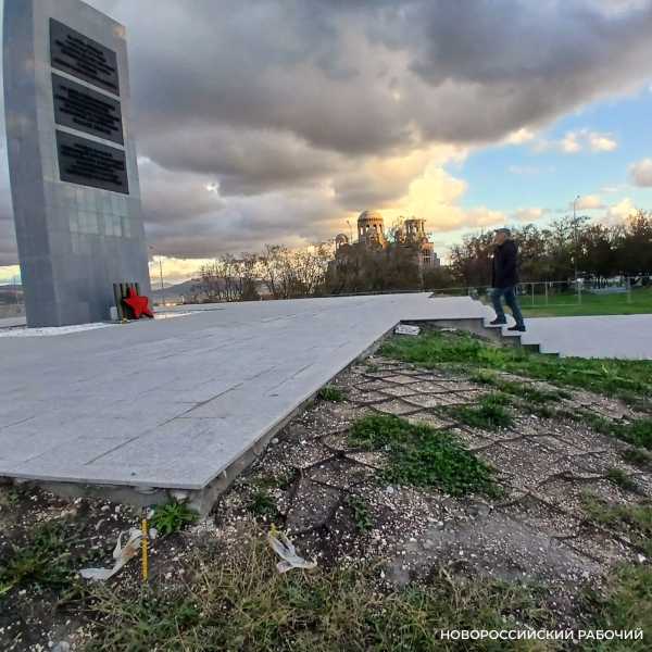 Трава вокруг стелы в Новороссийске будет долго прорастать после рулонного газона
