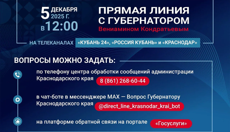 За два дня свыше 3,5 тысячи обращений поступило на &laquo;Прямую линию&raquo; губернатора Краснодарского края