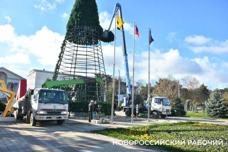 В Новороссийске монтируют главную елку