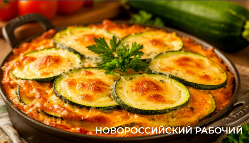 Творожная запеканка с курицей и цукини