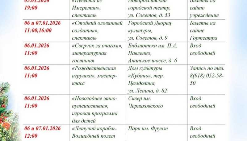 В Новороссийске во время зимних каникул можно потанцевать с Дедом Морозом, побывать в сказке и поучаствовать в волшебных мастер-классах