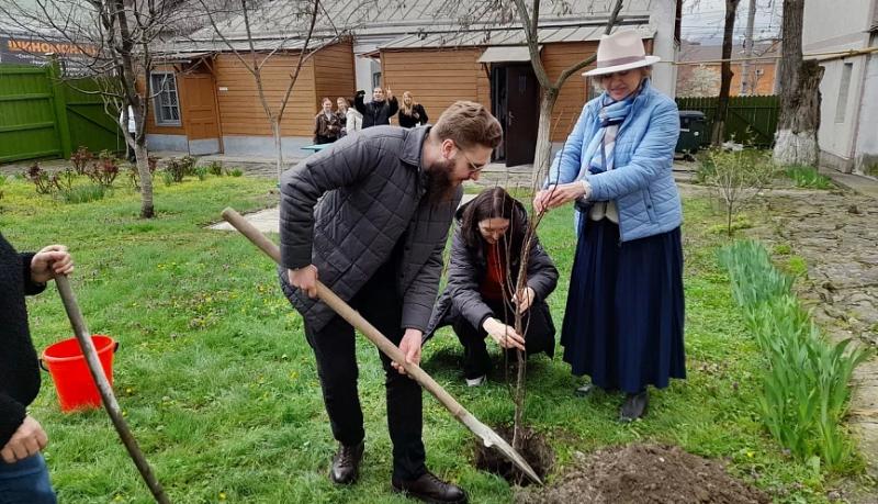 Новороссийские литераторы и юные активисты &laquo;Шхуны ровесников&raquo; высадили абрикосовые деревца во дворе дома-музея Николая Островского