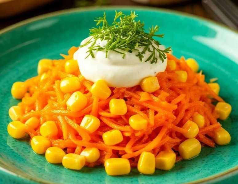 Салат с кукурузой, морковью, чесноком &ndash; на все случаи