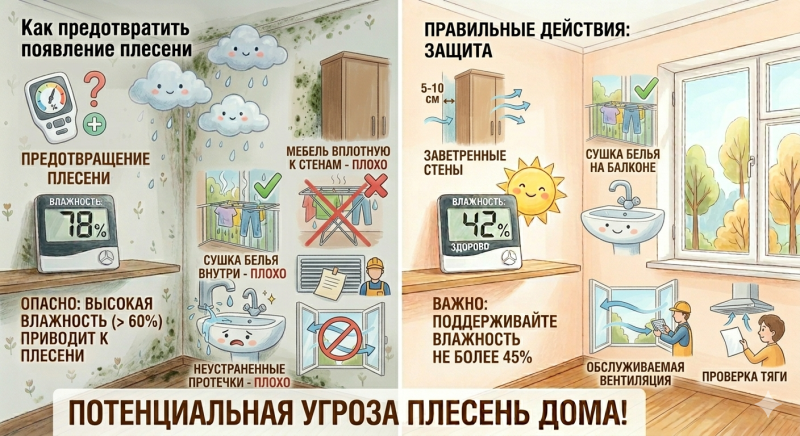 Плесень в квартире: почему она возвращается и как победить её навсегда
