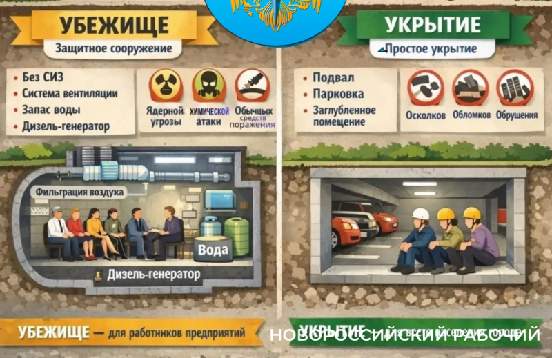 В Новороссийске напомнили, чем убежище отличается от укрытия