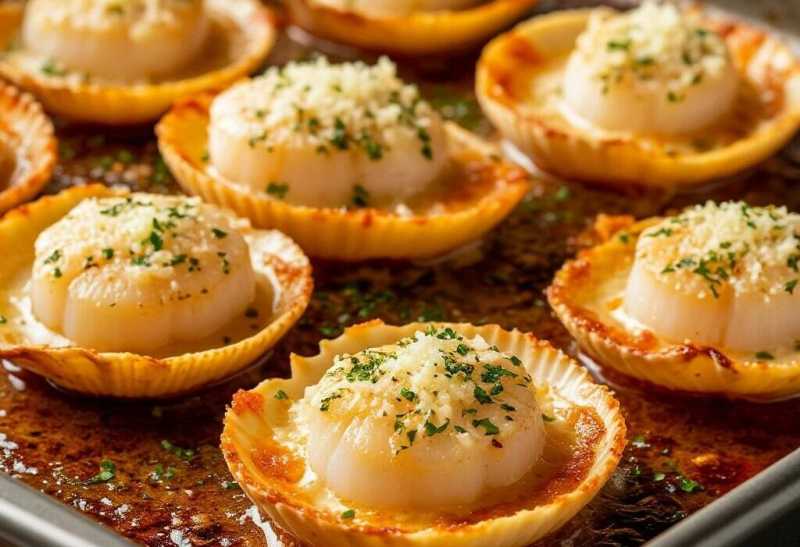 Гребешки в духовке с сыром Дорблю &ndash; закуска за 7 минут.