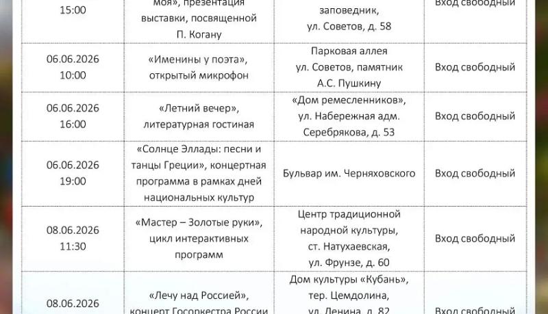 Июнь в Новороссийске &ndash; время ярких событий, творческих встреч и незабываемых впечатлений для детей и взрослых
