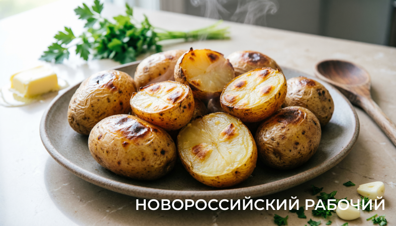 Молодая картошка с чесночным маслом, укропом &nbsp;и лёгкой хрустящей корочкой