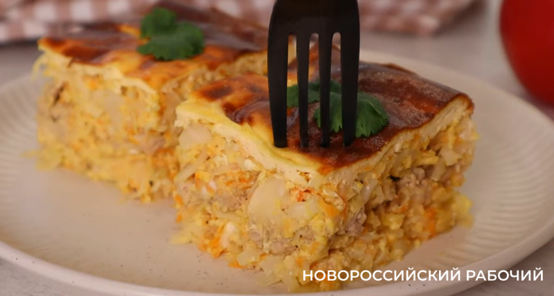 Пирог с капустой и фаршем