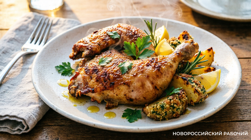 Сочная курица с золотистой картошкой в аэрогриле