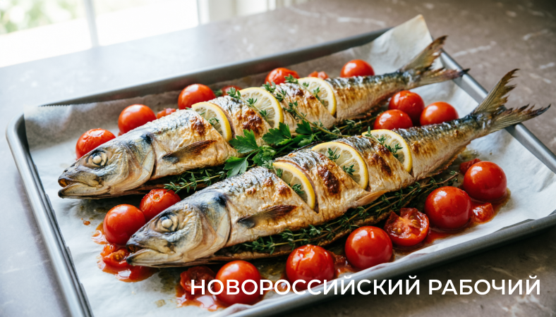 Ставрида, запечённая с лимоном и средиземноморскими травами