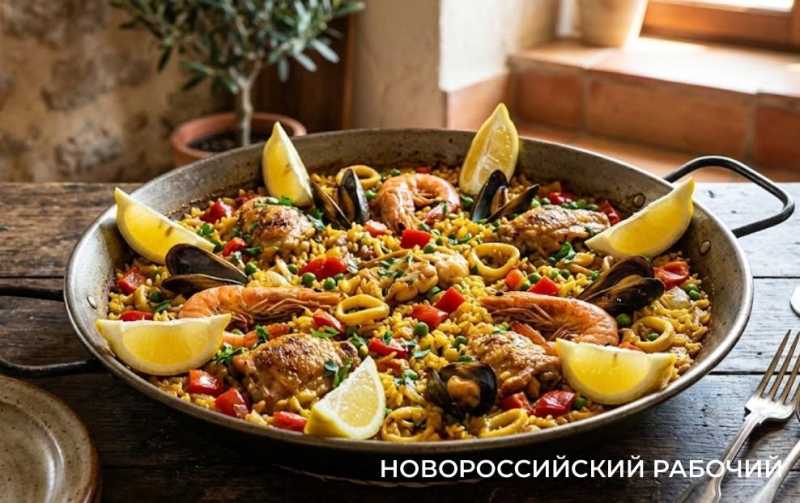 Паэлья с курицей и морепродуктами