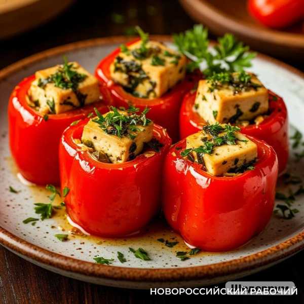 Рулетики из печеного перца с тофу и чесноком &ndash; постный рецепт