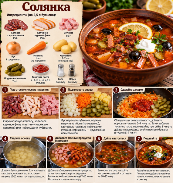 Солянка с копчёностями: насыщенный вкус и аппетитный аромат