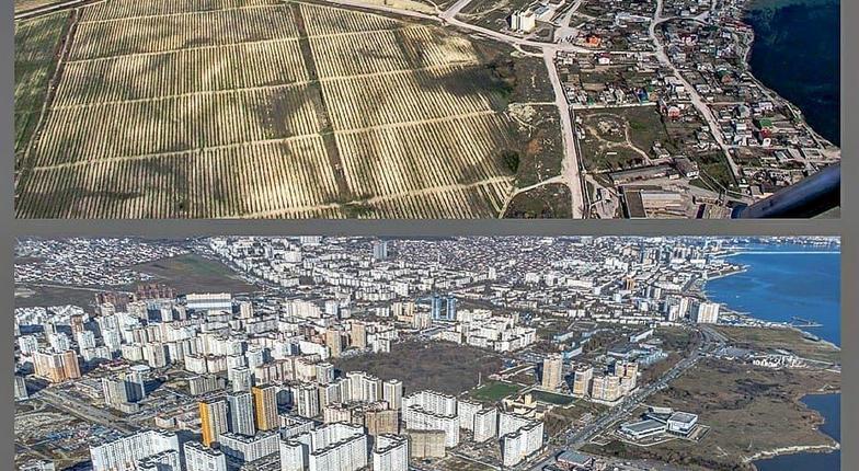 Бетонные джунгли на месте виноградников: Новороссийск в 2000 и 2021 году